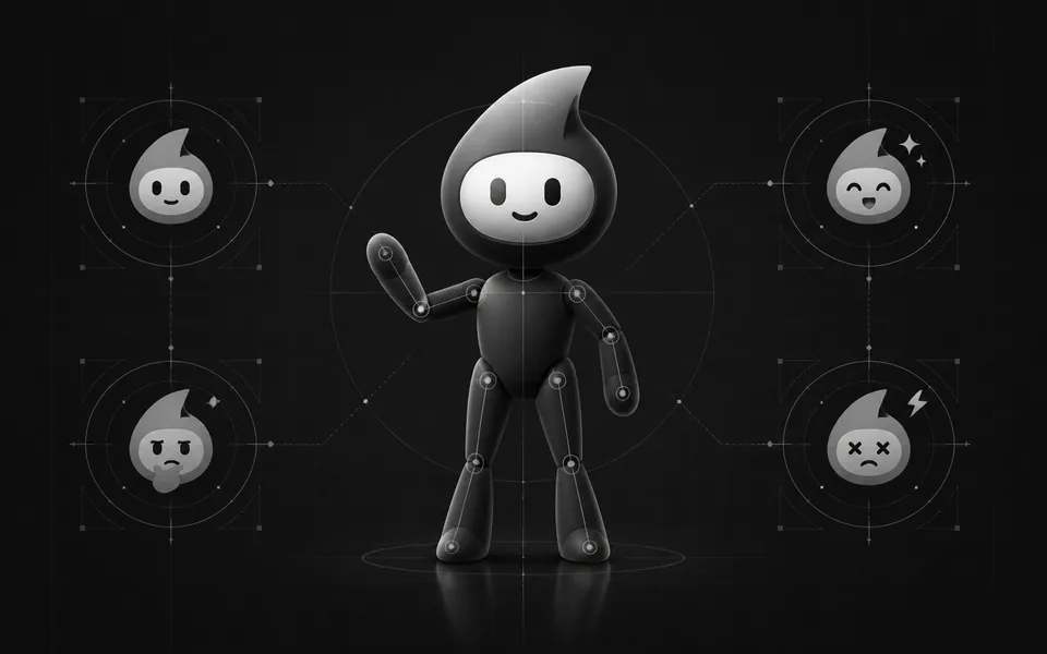 Interactive Rive character rig and animation states
